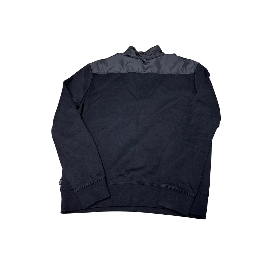 Hugo Boss Mens Black Quarter Zip Pullover Cotton Sweater Contrast Shoulder Small